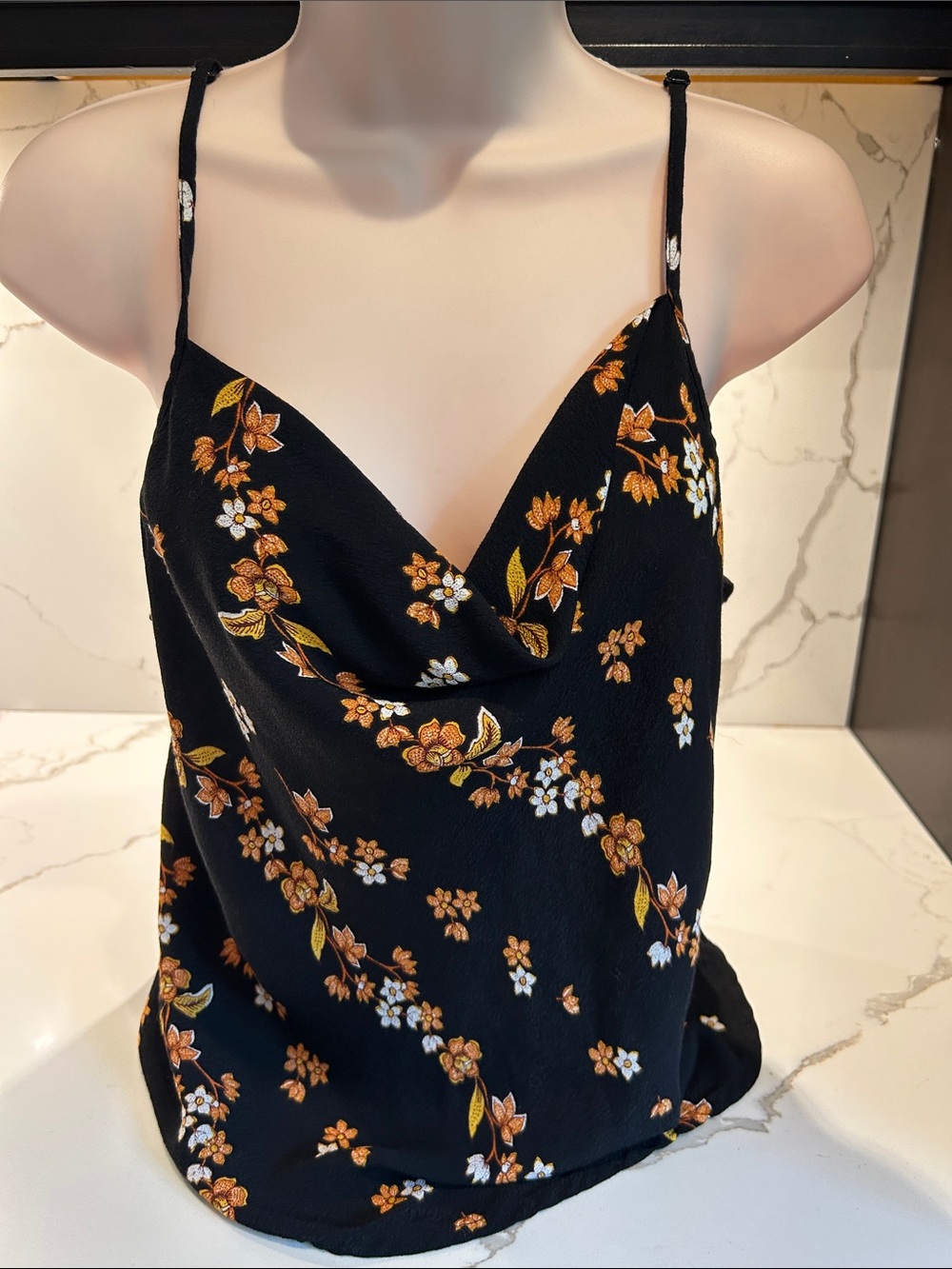 Band of Gypsies Black Floral Cowl Neck Camisole